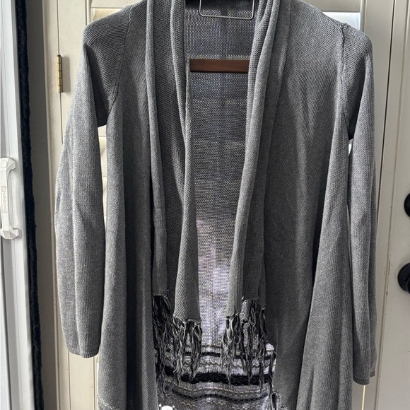 CAbi Sweaters - CAbi Gray Fringe Open Cardigan